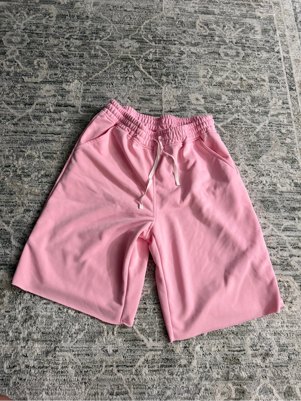 SHEIN Light Pink Elastic Waist Drawstring Shorts